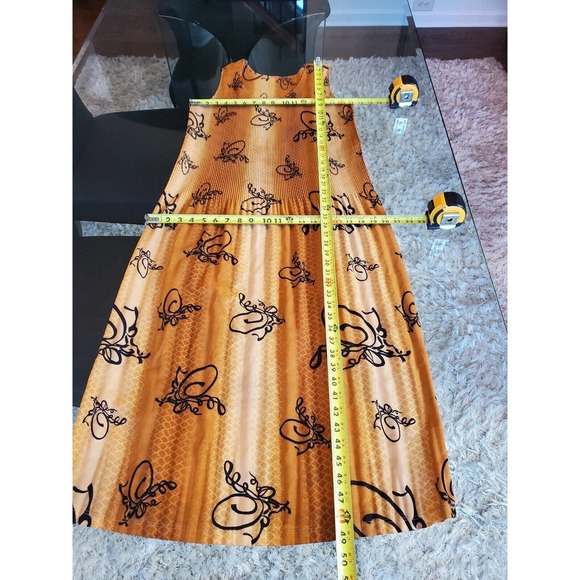 Women's Brown Polyester Blend Round Neck Sleeveless Casual Knee Length Dress S - Picture 6 of 11